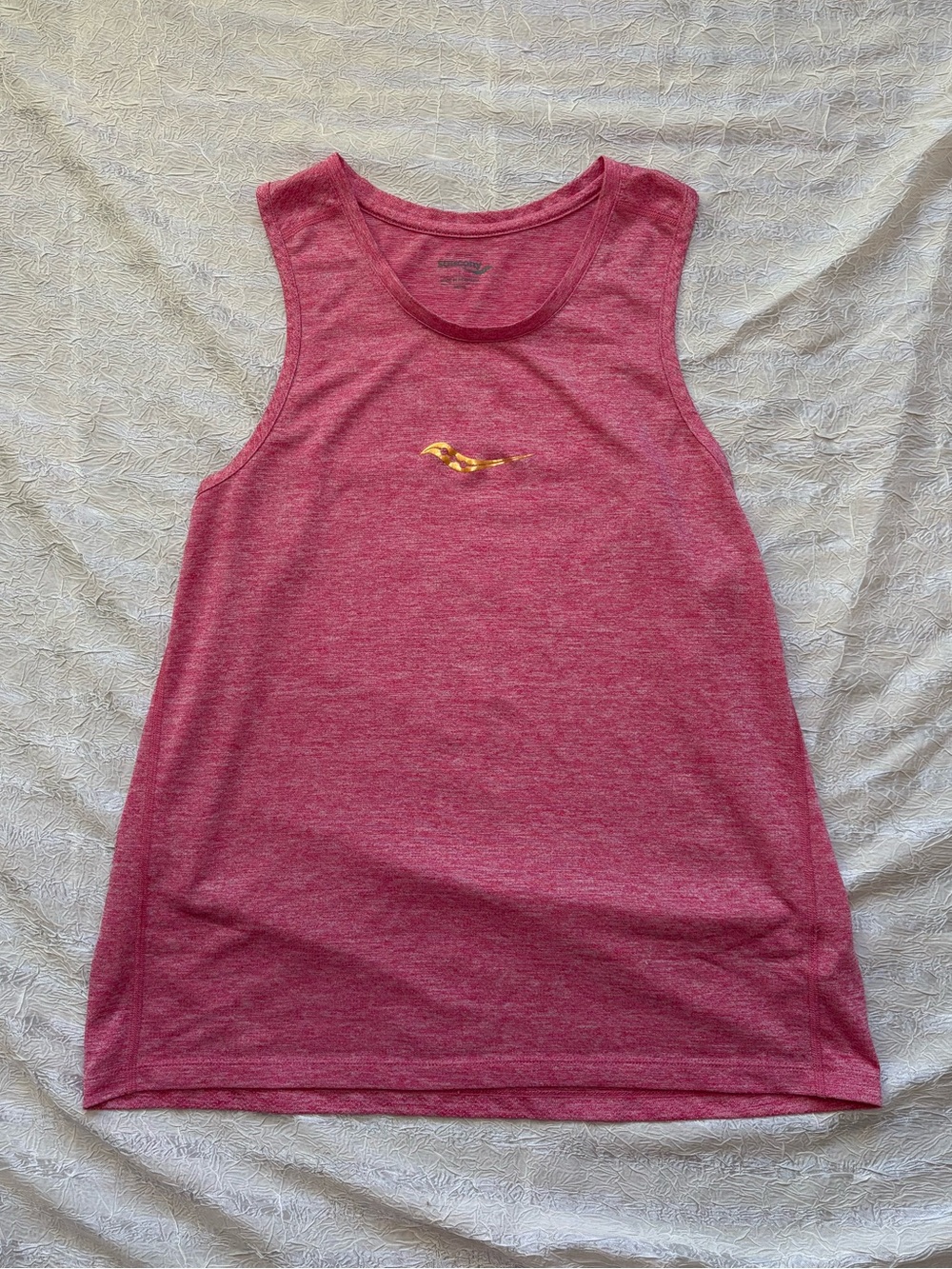 Saucony Heathered Pink Performance Top with Gold Logo - Size Large